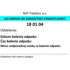 Etiketa - Ostatný zdravotnícky odpad 18 01 04 Trebišov Etiketa - Ostatný zdravotnícky odpad 18 01 04 Trebišov